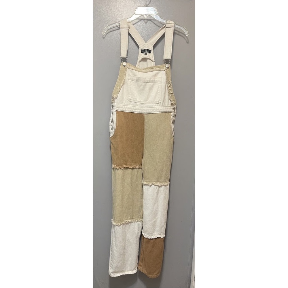 Blue Blush Patchwork Overalls NWOT - image 1